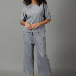 SHOWOFF Grey Striped Top With Trousers-picture-20