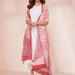 Fabindia Pink & White Cotton Chequered Dupatta-picture-30