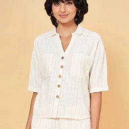 Honey by Pantaloons White Cotton Striped Shirt-26