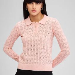 Spykar Peach Self Design Sweater-image-72