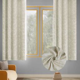 Haus & Kinder Cream Whispering Willows Polyester Window Curtains 5 Ft - Pack of 2-image-10