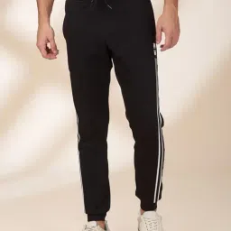 Being Human Black Cotton Slim Fit Solid Trackpants-image-46