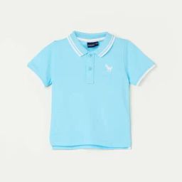 Juniors by Lifestyle Sky Blue Cotton Logo Polo T-Shirt-image-24