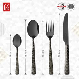 FnS Phoniex Black Stainless Steel Cutlery - Set of 24 image 3