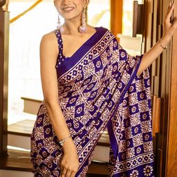 Anouk Rustic Ethnic Motifs Block Print Saree-11