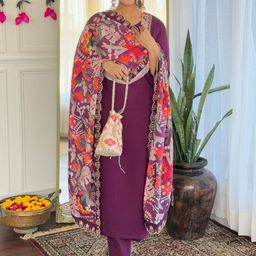 Navlik Ethnic Motifs Yoke Design Thread Work Round Neck Kurta With Trousers And Dupatta-1