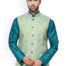 KISAH Green Nehru Jacket image 1