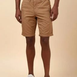 Allen Solly Brown Cotton Slim Fit Printed Shorts-picture-32
