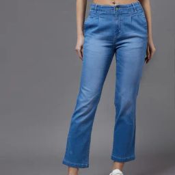 Miss Chase Blue Denim Straight Fit High Rise Jeans-picture-1