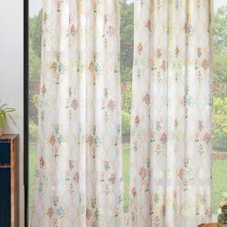 Urban Space Multicolor Polyester Printed Window Curtain with Eyelets & Tieback - Set of 2 (5 ft) image 3