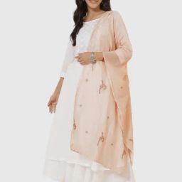 Fabindia Peach Embroidered Stole-image-30