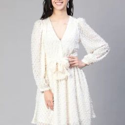 Oxolloxo Beige Self Design A Line Dress-picture-4