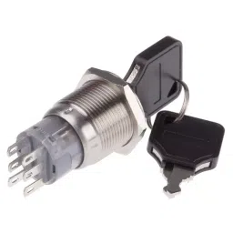RS PRO 3 Way Key Switch DPDT 250 V Latching 5 A, 8772009 image 2