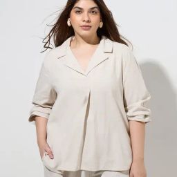 Gia by Westside Beige Solid Blouse-picture-15