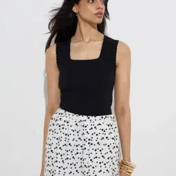 Wardrobe by Westside Black Ribbed-Textured Top-image-74