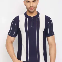 Camla Navy Regular Fit Color-Block Polo T-Shirt-picture-45