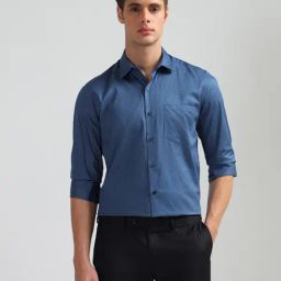 Arrow Light Blue Cotton Regular Fit Geometric Shirt-picture-13