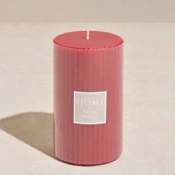 Westside Home Red Ribbed Textured Pillar Candle-14