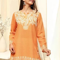 Biba Orange Floral Printed Kurti-image-48
