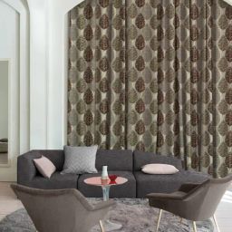 SPACES DRAPE STORY Elegent Grey & Brown Polyester 8 FT Door Curtain - Set of 2 image 3