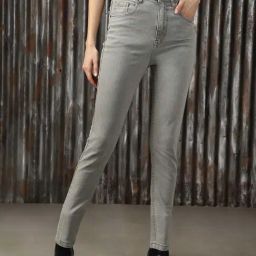 High Star Grey Cotton High Rise Jeans-image-80