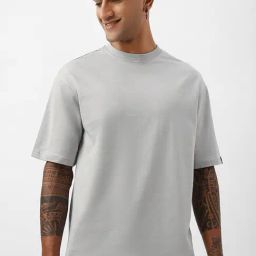 Bewakoof Grey Oversized Solid T-Shirt-image-27