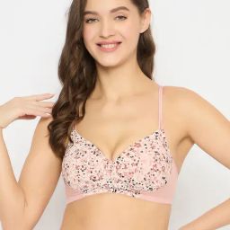 Clovia Pink Polyamide Regular Fit Floral Print Bra-picture-43