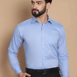Tag 7 Blue Cotton Regular Fit Texture Shirt-image-13