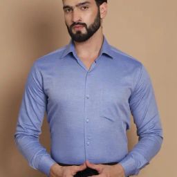 Tag 7 Blue Cotton Regular Fit Texture Shirt-image-7