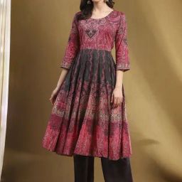 Biba Pink Cotton Printed Kurta Palazzo Set With Dupatta-image-36