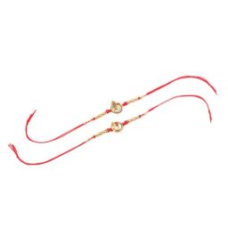 NVR Men Golden Red Religious Designer Ganesh Ji Thread Rakhi Combo image 3