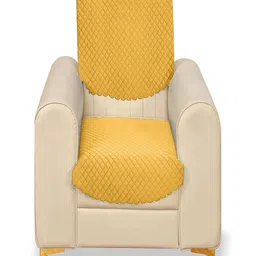 Fashion Throw Yellow Checked Velvet 2 Piece Sofa Cover-image-30