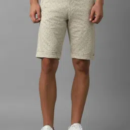 Louis Philippe Beige Cotton Slim Fit Printed Shorts-picture-32