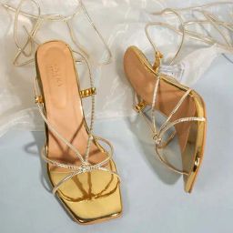 Scentra Women's Golden Gladiator Sandals-image-52