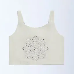 Utsa Kids by Westside Off-White Mirror Detailed Cotton Ethnic Top-picture-19