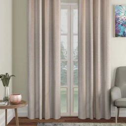 Hosta Homes Cream Polyester 10 ft Blackout Long Door Curtain - Set of 2-12