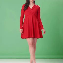 PURVAJA Red Solid Dress-image-98