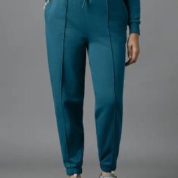 Amante Blue Cotton Mid Rise Sports Joggers-image-98