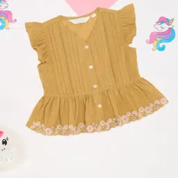 Akkriti by Pantaloons Girls Akkriti by Pantaloons Mustard Top-image-83