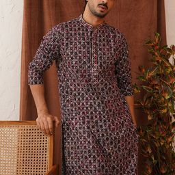 Jompers Men Geometric Embroidered Sequinned Kurta-picture-19