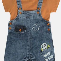 Miniklub Blue Blended Regular Printed Dungaree-image-75