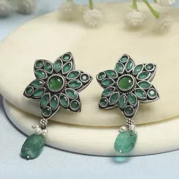 Biba Green Brass Stud Earrings for Women-picture-21