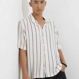 Nuon by Westside Off-White Striped Relaxed-Fit Shirt-image-79