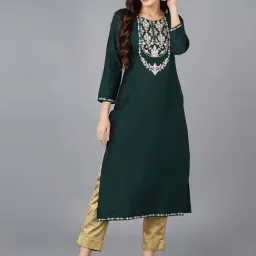 Vaamsi Green Embroidered Straight Kurta-image-81