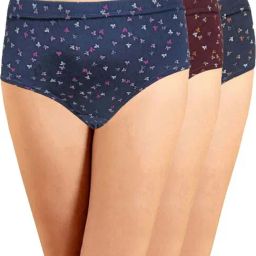 IN CARE Navy & Brown Cotton Printed Hipster Panties - Pack Of 3-image-68