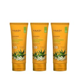 Vaadi Herbals Unisex Pack of 3 SPF-50 Sunscreen Lotion With Aloe Vera & Chamomile image 1