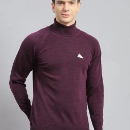 Monte Carlo Purple Wool Blend Regular Fit Solid Pullover-picture-30