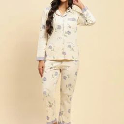 Global Republic Cream Floral Pyjama Sets-image-51