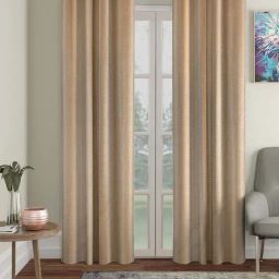 Hosta Homes Beige Polyester 10 ft Blackout Long Door Curtain - Set of 2-45