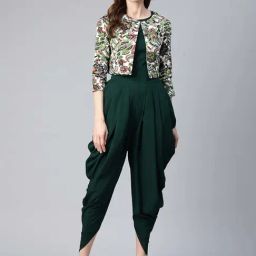 Cottinfab Green Jumpsuit With Jacket-picture-0